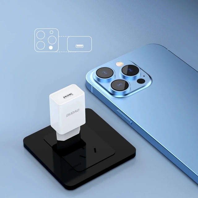 Зарядний пристрій Dudao A4EU USB-A 2.1A White + кабель USB-A - micro USB (6976625331970)