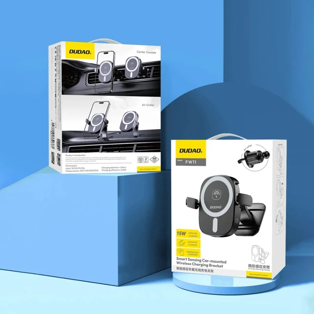 Автотримач Dudao FW11 з бездротовою зарядкою 15W Black (6976625332663)