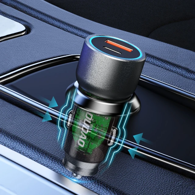 Автозарядка Dudao R4T 30W USB-A / USB-C Grey (6976625332687)