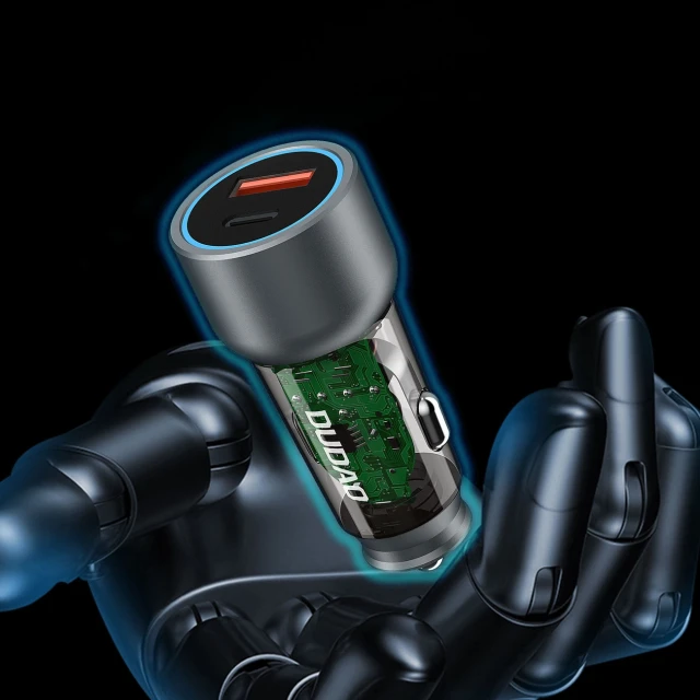 Автозарядка Dudao R4T 30W USB-A / USB-C Grey (6976625332687)