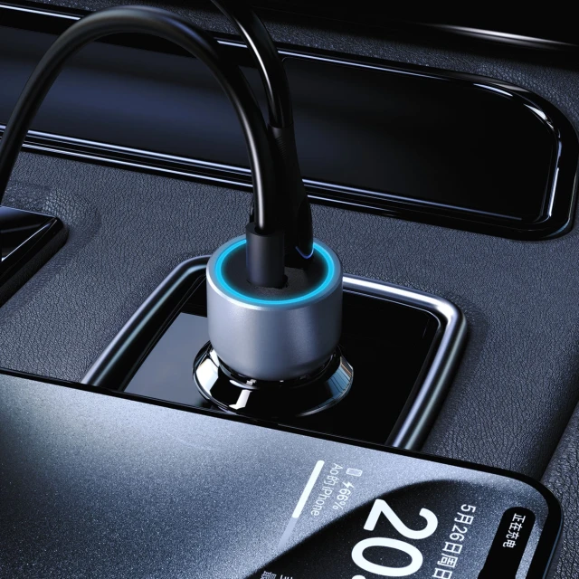 Автозарядка Dudao R4T 30W USB-A / USB-C Grey (6976625332687)