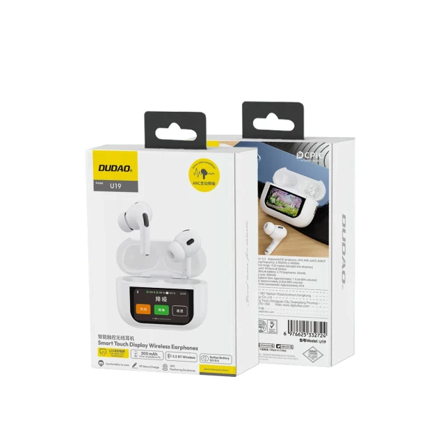 Навушники Dudao U19 TWS Bluetooth 5.3 з LED-дисплеєм White (6976625332724)