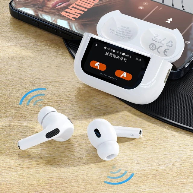 Навушники Dudao U19 TWS Bluetooth 5.3 з LED-дисплеєм White (6976625332724)
