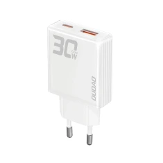 Сетевое зарядное устройство GaN Dudao A30EU 30W USB-A / USB-C White (6976625332793)
