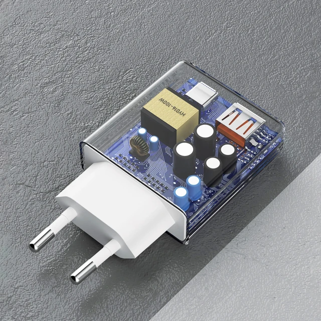 Мережевий зарядний пристрій GaN Dudao A30EU 30W USB-A / USB-C White (6976625332793)