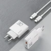 Зарядний пристрій GaN Dudao A30EUT 30W USB-A / USB-C + кабель USB-C - USB-C White (6976625332809)