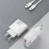 Мережевий зарядний пристрій GaN Dudao A30EUL 30W USB-A / USB-C + кабель USB-C - Lightning White (6976625332816)