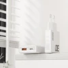 Мережевий зарядний пристрій GaN Dudao A30EUL 30W USB-A / USB-C + кабель USB-C - Lightning White (6976625332816)