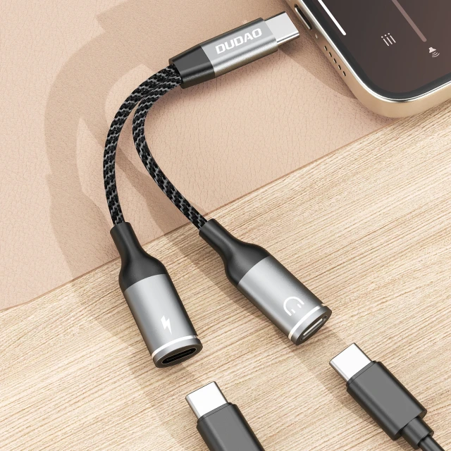 Адаптер Dudao L13C+ 2в1 USB-C Grey (L13C+)