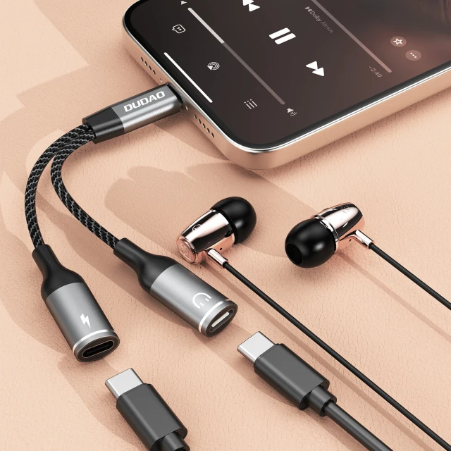 Адаптер Dudao L13C+ 2в1 USB-C Grey (L13C+)