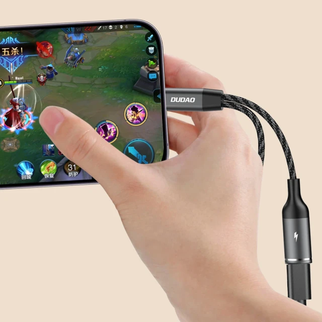 Адаптер Dudao L13C+ 2в1 USB-C Grey (L13C+)