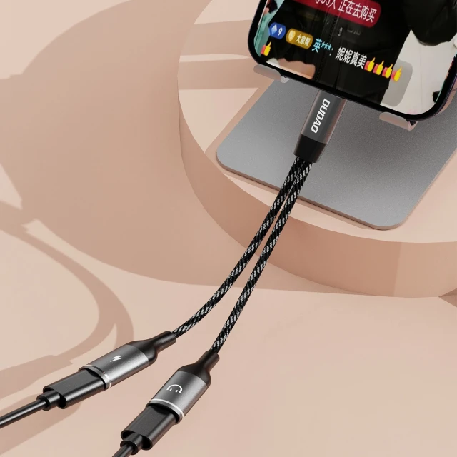 Адаптер Dudao L13C+ 2в1 USB-C Grey (L13C+)