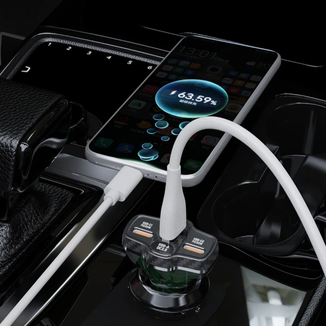 Зарядка автомобільна Dudao R78 78W USB-C PD / 2xUSB-A QC Black (6976625332953)