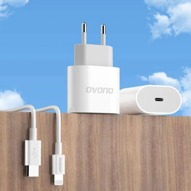 Зарядка мережева Dudao A14EUC PD 20W USB-C з кабелем White (6976625332984)