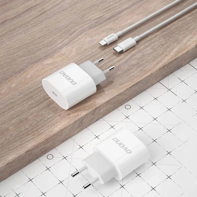 Зарядка мережева Dudao A14EUC PD 20W USB-C з кабелем White (6976625332984)