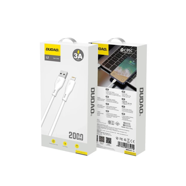 Кабель Dudao USB / Lightning 5A 2 м White (L2L 2M)