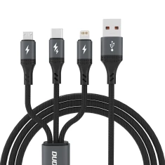 Кабель Dudao L3E 3в1 60W MicroUSB USB-C Lightning 1.2м Black (6976625333486)