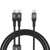 Кабель Dudao L3F 2 в 1 100W 1.2m 2 x USB-C Black (6976625333493)