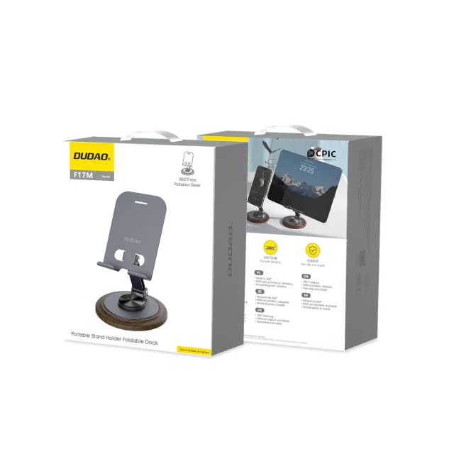 Підставка для телефону Dudao F17M 360° металева Grey (6976625333837)