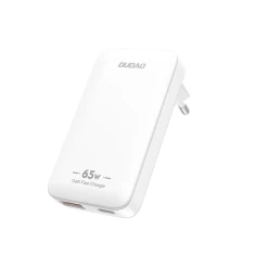 Зарядний пристрій GaN Dudao A65Q 65W USB-A / USB-C PD ультратонкий White (6976625333851)