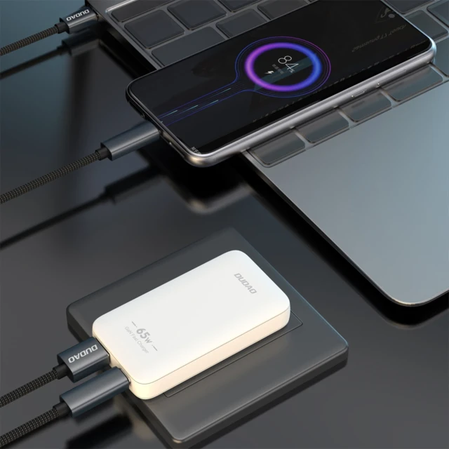 Зарядний пристрій GaN Dudao A65Q 65W USB-A / USB-C PD ультратонкий White (6976625333851)