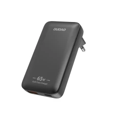 Зарядний пристрій GaN Dudao A65Q 65W USB-A / USB-C PD ультратонкий Black (6976625333868)