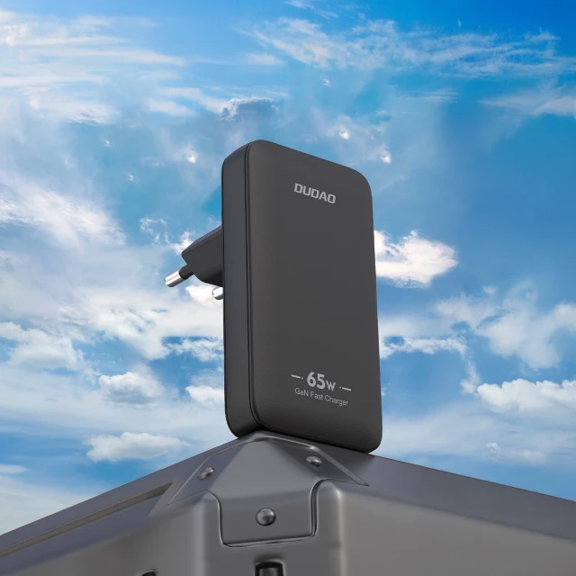 Зарядний пристрій GaN Dudao A65Q 65W USB-A / USB-C PD ультратонкий Black (6976625333868)