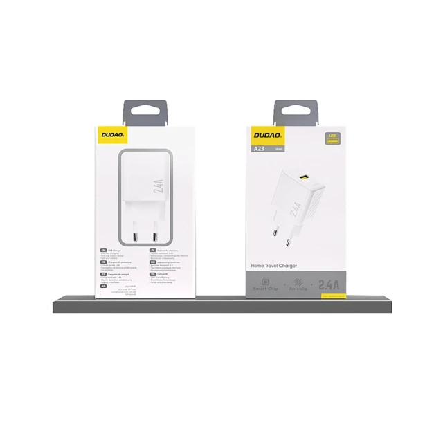 Зарядний пристрій Dudao A23 2.4A USB-A White (6976625333981)