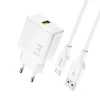 Мережевий зарядний пристрій Dudao A23TEU 2.4A GaN USB-A з кабелем USB-A - USB-C White (6976625334001)