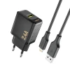 Сетевое зарядное устройство Dudao A23LEU 2.4A GaN EU USB-A с кабелем USB-A - Lightning Black (6976625334032)