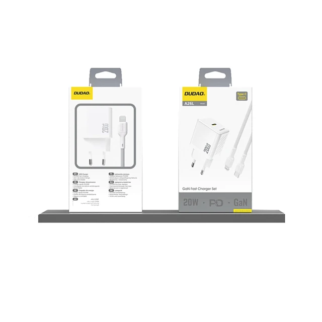 Зарядное устройство Dudao A26 PD20W GaN USB-C White (6976625334049)