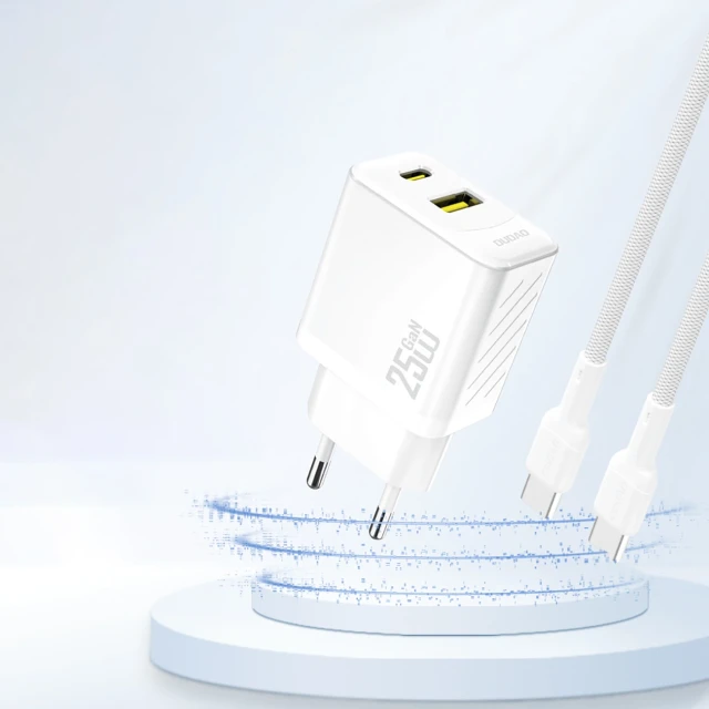 Зарядное устройство Dudao A26T GaN 25W USB-A USB-C White (6976625334087)