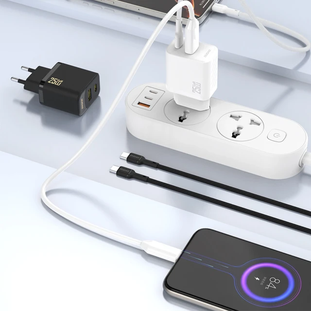 Зарядное устройство Dudao A26T GaN 25W USB-A USB-C White (6976625334087)