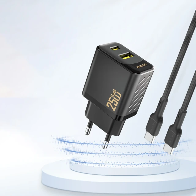 Зарядний пристрій Dudao A26T GaN 25W USB-A USB-C Black (6976625334100)