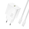 Мережевий зарядний пристрій Dudao A27CEU PD 25W GaN USB-C з кабелем USB-C білий (6976625334148)