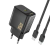 Мережевий зарядний пристрій Dudao A27CEU PD 25W GaN USB-C з кабелем USB-C чорний (6976625334155)