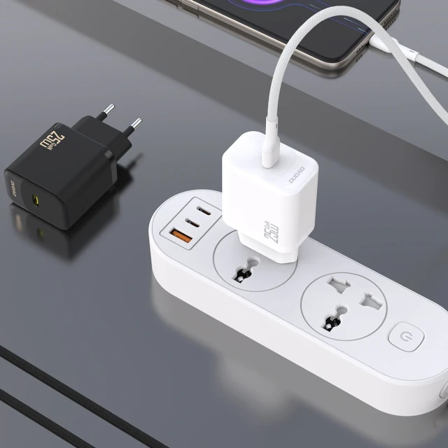 Мережевий зарядний пристрій Dudao A27CEU PD 25W GaN USB-C з кабелем USB-C чорний (6976625334155)