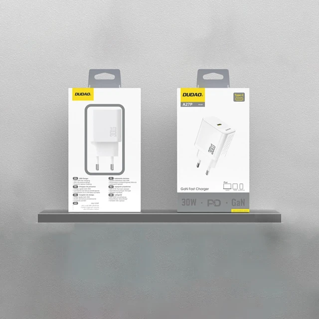 Зарядний пристрій Dudao A27P 30W PD GaN USB-C White (6976625334162)