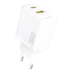 Мережевий зарядний пристрій Dudao A27TEU PD 30W GaN USB-A USB-C White (6976625334209)