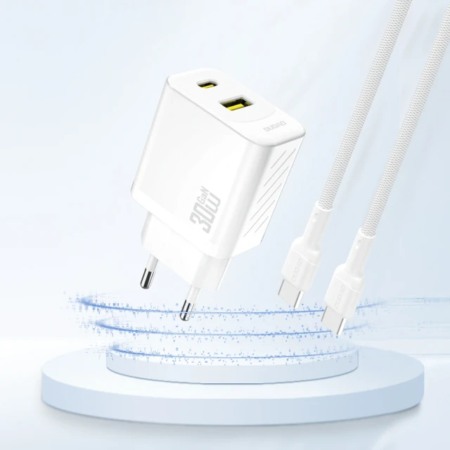 Сетевое зарядное устройство Dudao A27TEU PD 30W GaN USB-A USB-C White (6976625334209)