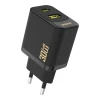 Мережевий зарядний пристрій Dudao A27TEU PD 30W GaN USB-A USB-C Чорний (6976625334216)