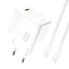 Мережевий зарядний пристрій Dudao A28C 45W GaN Білий + кабель USB-C (A28C_White)
