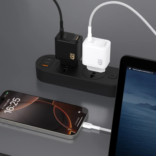 Зарядний пристрій Dudao A28C 45W GaN Чорний + кабель USB-C (A28C_Black)