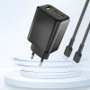 Мережевий зарядний пристрій Dudao A29 65W GaN 2x USB-C + USB-A Black (A29 black)