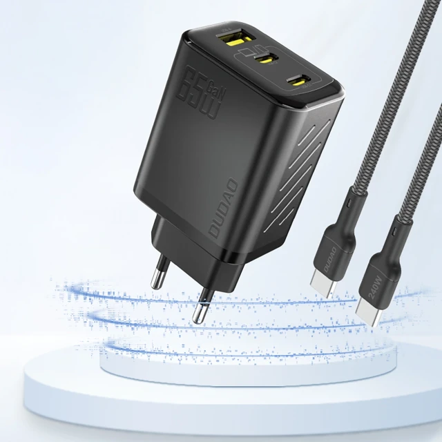 Мережевий зарядний пристрій Dudao A29 65W GaN 2x USB-C + USB-A Black (A29 black)