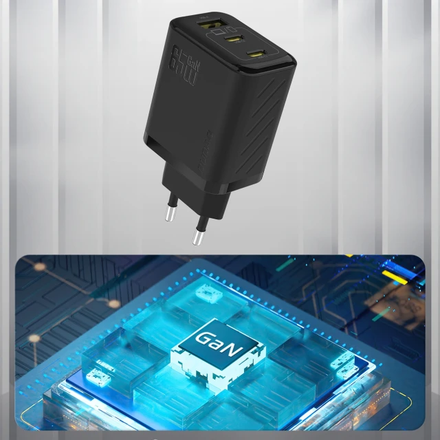 Мережевий зарядний пристрій Dudao A29 65W GaN 2x USB-C + USB-A Black (A29 black)