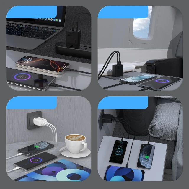 Мережевий зарядний пристрій Dudao A29 65W GaN 2x USB-C + USB-A Black (A29 black)