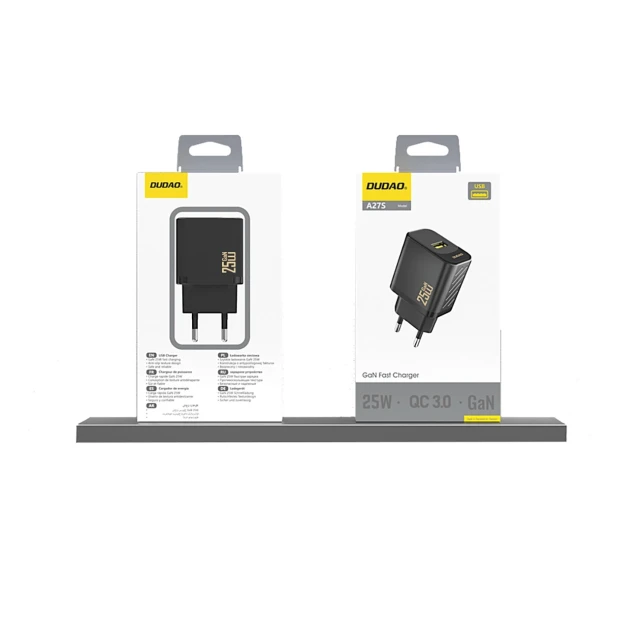 Зарядний пристрій Dudao A27S 25W GaN USB-A White (6976625334377)