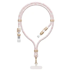 Кабель 4в1 / шнурок Dudao L20MAX USB-A / USB-C / Lightning PD QC 65W 1.5m Pink (6976625334421)