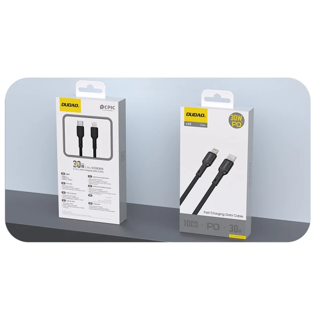 Кабель Dudao L9X USB-C to Lightning 1m Черный (L9X_Black 1M)